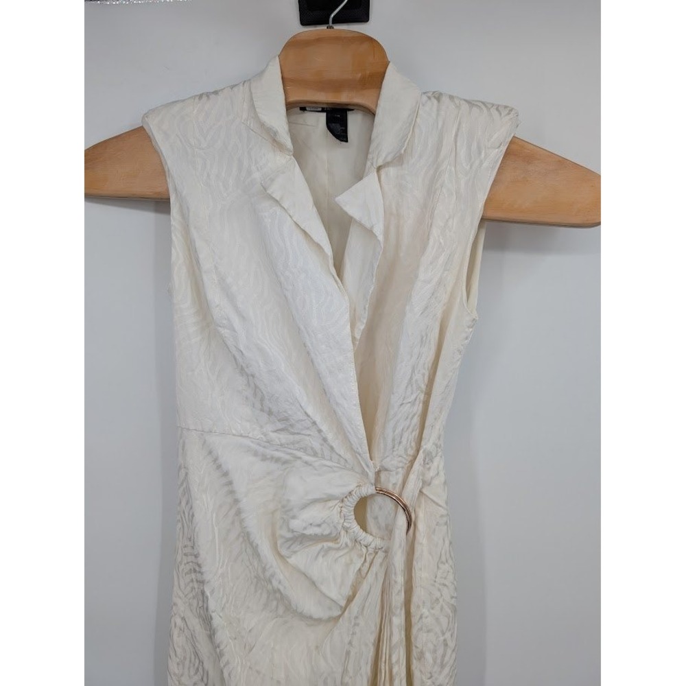 Jay Godfrey‎ Women's Gino Sleeveless Midi Wrap Dress O ring detail Ivory sz 10